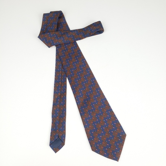 ADONIS brown & Blue Classic Men's Neck tie - Picture 8 of 8